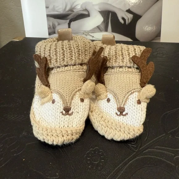 Carter's Tan Reindeer Kids Slippers - Picture 1 of 3